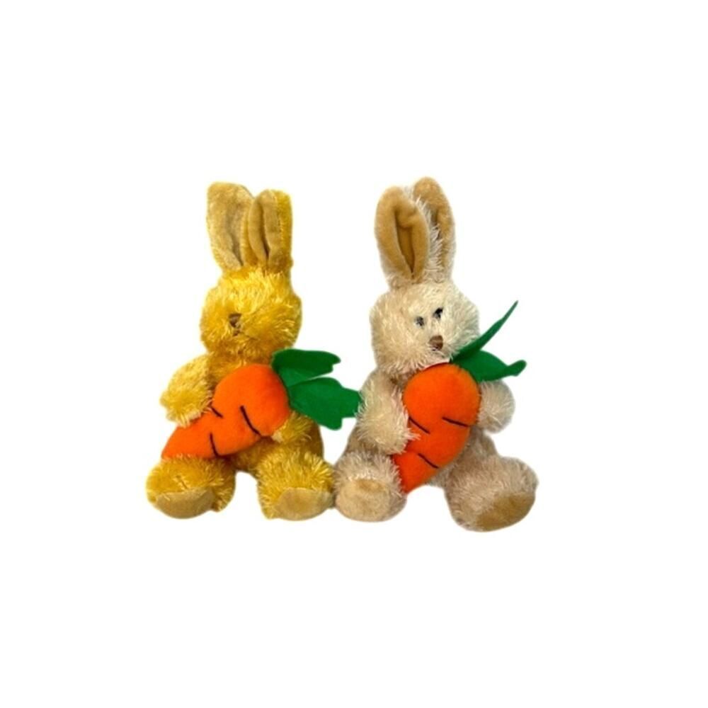 2 Dan Dee Bunny Rabbits w/ Carrots 10" tall Plush
